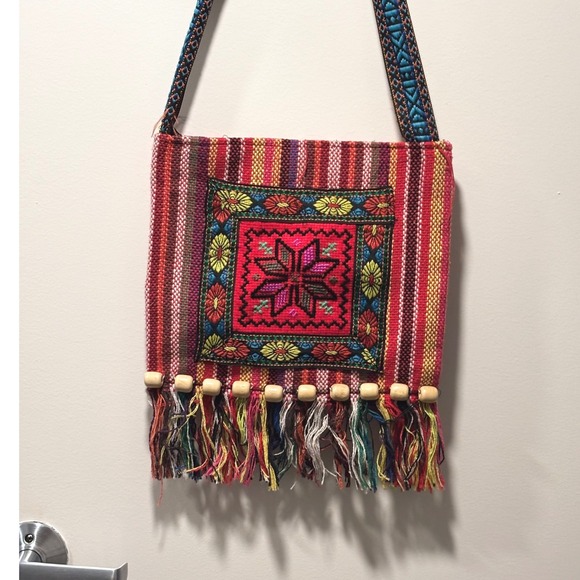 Unbranded Handbags - Unbranded Crossbody Bag Womens OS Multicolor Western Boho Woven Fringe Beads